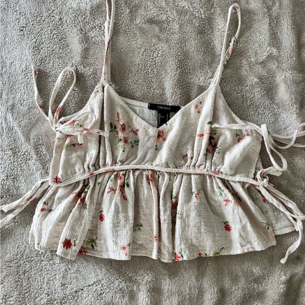 Floral Print Cream Top by Forever 21